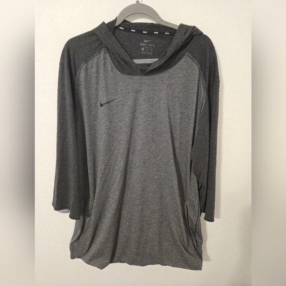 Nike Dri Fit Hoodie Gray Dark Gray Relaxed Swoosh Mens Size XXL - Picture 1 of 6
